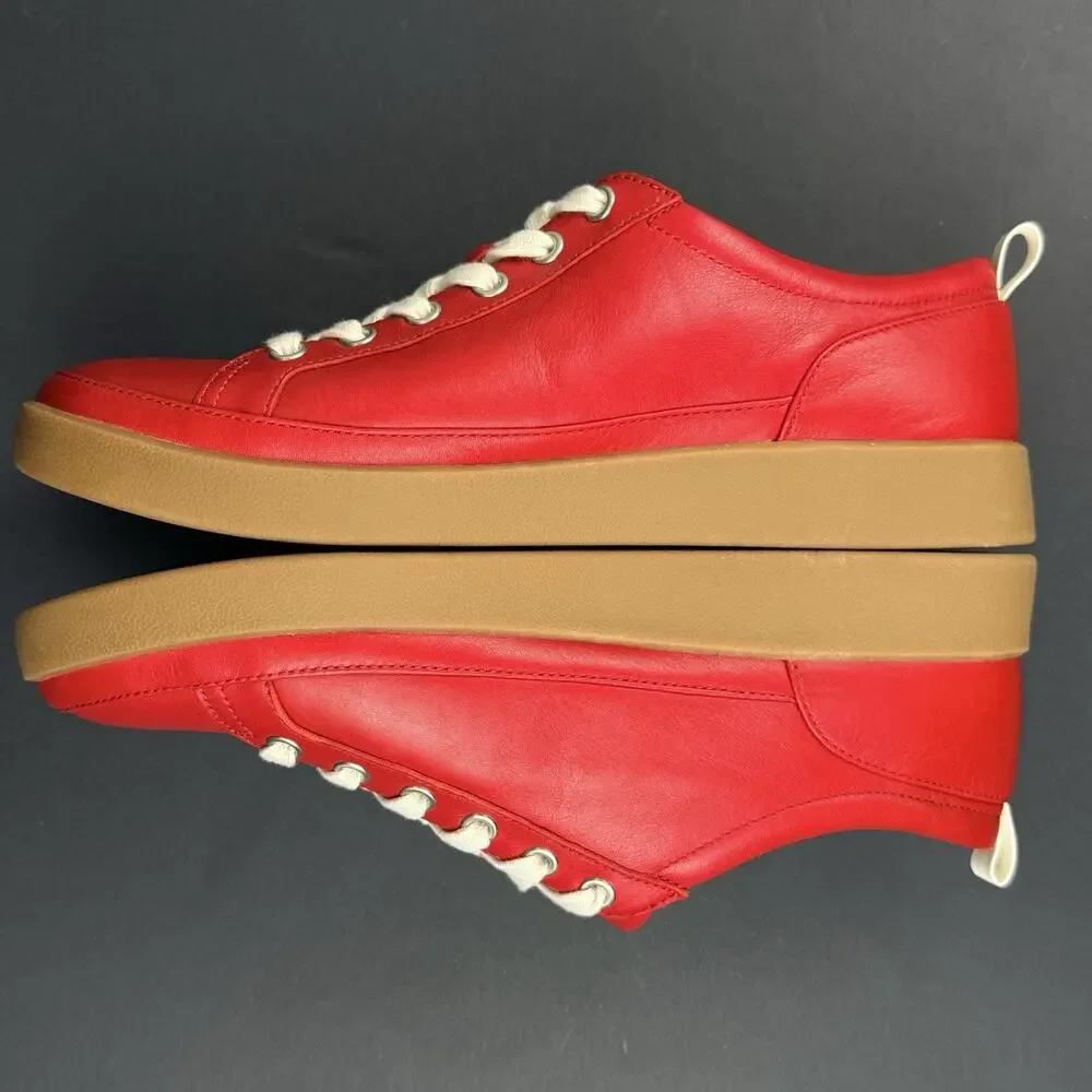 Vionic Winny Women’s 9 Wide Red Leather Fashion Comfort Sneakers Excellent
